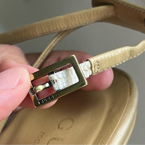 Gucci Strappy Sandals with Gold Logo Plaque Size 37.5C - Picture 15 of 15
